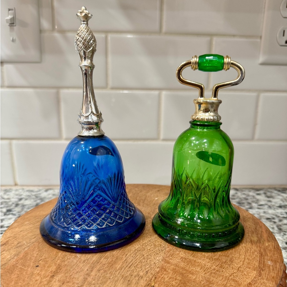 Avon Blue and Green Glass‎ Perfume Bottle Set